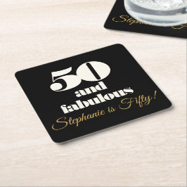 Posavasos Cuadrado De Papel 50 y Fabuloso Elegante 50 cumpleaños