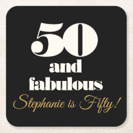 Posavasos Cuadrado De Papel 50 y Fabuloso Elegante 50 cumpleaños