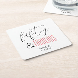 Posavasos Cuadrado De Papel 50 y Fabuloso Personalizado 50 cumpleaños guión mo
