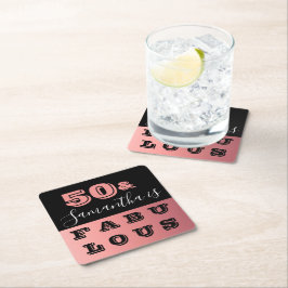 Posavasos Cuadrado De Papel 50 y fabuloso Rosa Gold 50 cumpleaños