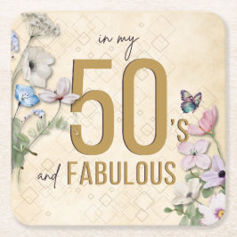 Posavasos Cuadrado De Papel 50 y Fabulous Wildflower