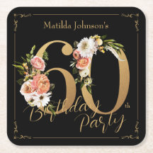 60.º cumpleaños Bonito glamurosa de oro negro