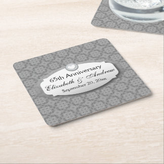 Posavasos Cuadrado De Papel 65° Aniversario Boda Diamond