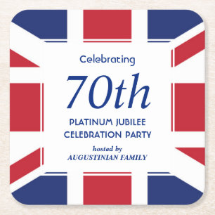 Posavasos Cuadrado De Papel 70º Jubileo de Platino UNION JACK