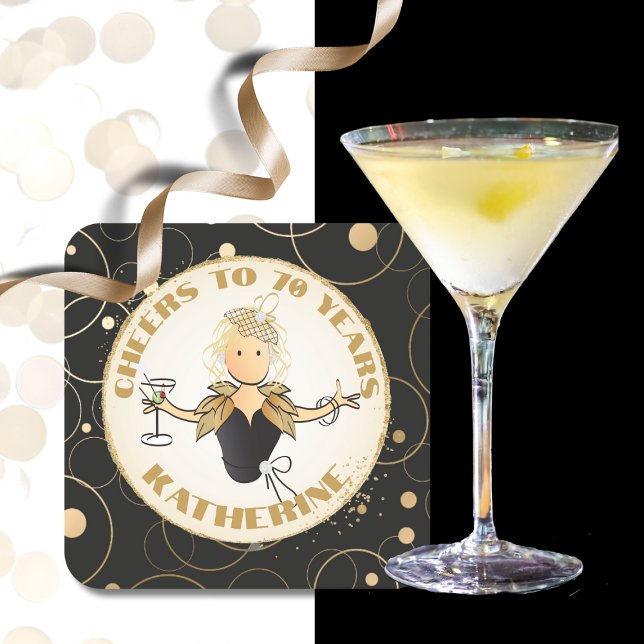 Posavasos Cuadrado De Papel 70.ª fabulosa Personalizado Gold Black (Subido por el creador)