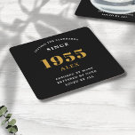Posavasos Cuadrado De Papel 70.º Nombramiento de cumpleaños 1955 Moda elegante<br><div class="desc">Premium 70 Años Casas de Papel Negro y Oro Personalizado - Elegancia de Celebración. Celebre un cumpleaños de importancia con estilo con nuestras galas de papel de moda, calidad superior y 70 cumpleaños. Con un diseño exquisito con un llamativo color negro y dorado, estas galerías añaden un toque de lujo...</div>
