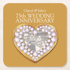 Posavasos Cuadrado De Papel 75.º aniversario de bodas