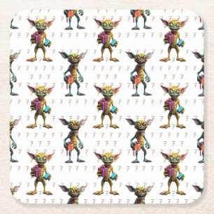 Posavasos Cuadrado De Papel 7 Cumpleaños Monster Gremlin