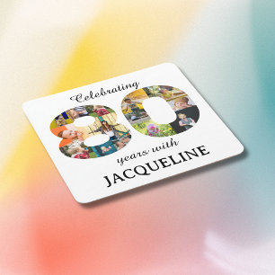 Posavasos Cuadrado De Papel 80.ª invitación a plantilla de fotos de cumpleaños