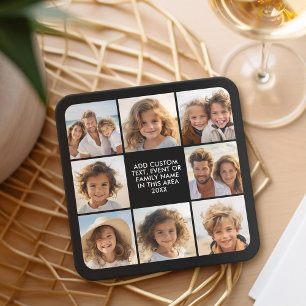 Posavasos Cuadrado De Papel 8 Collage de fotos - Texto Personalizado - Fondo n