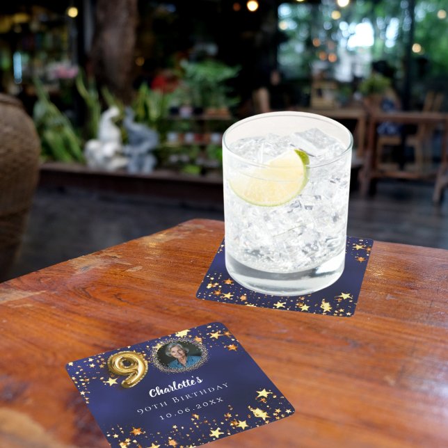 Posavasos Cuadrado De Papel 90.ª foto de estrellas de oro azul marino (Subido por el creador)