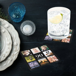 Posavasos Cuadrado De Papel 90.º collage de fotos de la fiesta de cumpleaños n