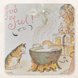 Posavasos Cuadrado De Papel A charming Scandinavian winter scene Tack Kort