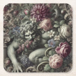 Posavasos Cuadrado De Papel 🎭 A Colossal Comedy – Gothic Victorian<br><div class="desc">Part god,  part garden—entirely unbothered. A Colossal Comedy erupts with theatrical blooms and marble mischief,  as a mythic grotesque devours the florals like applause. His expression blurs tragedy and farce,  framed in classical pillars and petaled chaos.

Perfect for those who prefer their grandeur ridiculous and their beauty irreverent.</div>