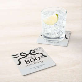 Posavasos Cuadrado De Papel A Little Boo Is On The Way Baby Shower