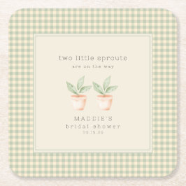 Posavasos Cuadrado De Papel A Little Sprout is on the Way Baby Shower