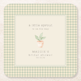Posavasos Cuadrado De Papel A Little Sprout is on the Way Baby Shower 