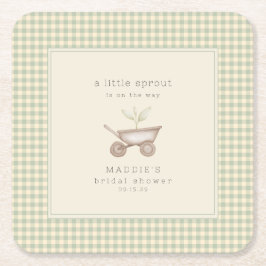 Posavasos Cuadrado De Papel A Little Sprout is on the Way Baby Shower 