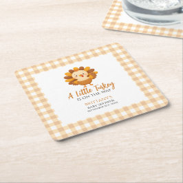 Posavasos Cuadrado De Papel A Little Turkey Fall Baby Shower Thanksgiving