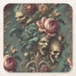 Posavasos Cuadrado De Papel A Long Way Out of Pain – Gothic Victorian<br><div class="desc">Agony blooms eternal in this baroque descent. A Long Way Out of Pain entwines snarling grotesques, decaying skulls, and mournful florals within a scrollwork labyrinth of teal, plum, and sepia. The composition unspools like an operatic dirge—florals wilting around wailing mouths, petals curling like exhausted sighs. Perfect for those who’ve walked...</div>