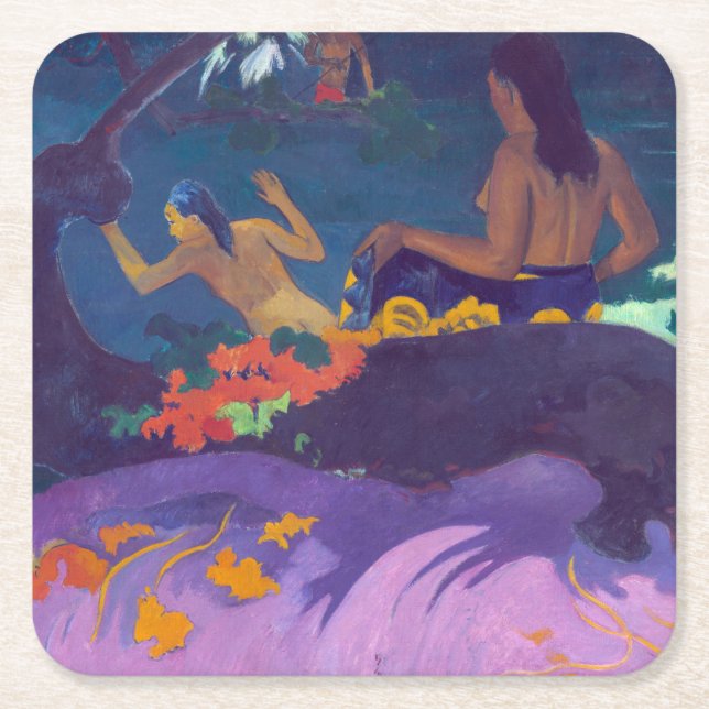 Posavasos Cuadrado De Papel A orillas del mar, Gauguin (Anverso)