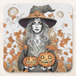 Posavasos Cuadrado De Papel A witch's love