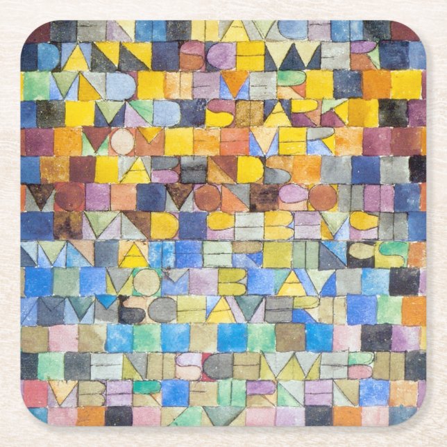 Posavasos Cuadrado De Papel ABC (Alfabeto), Paul Klee (Anverso)