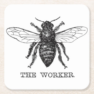 Posavasos Cuadrado De Papel Abee Worker Honey Black Bumblebee
