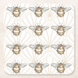 Posavasos Cuadrado De Papel Abeja de miel de época