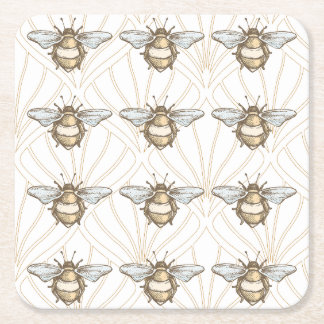 Posavasos Cuadrado De Papel Abeja de miel de época