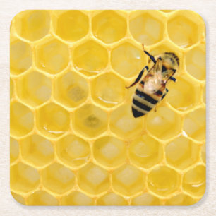 Posavasos Cuadrado De Papel abeja y abeja