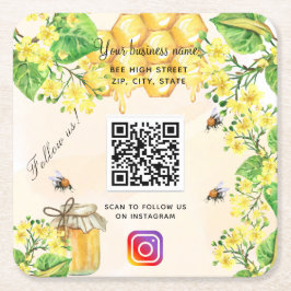 Posavasos Cuadrado De Papel Abejas torrenciales amarillas floridas negocios me