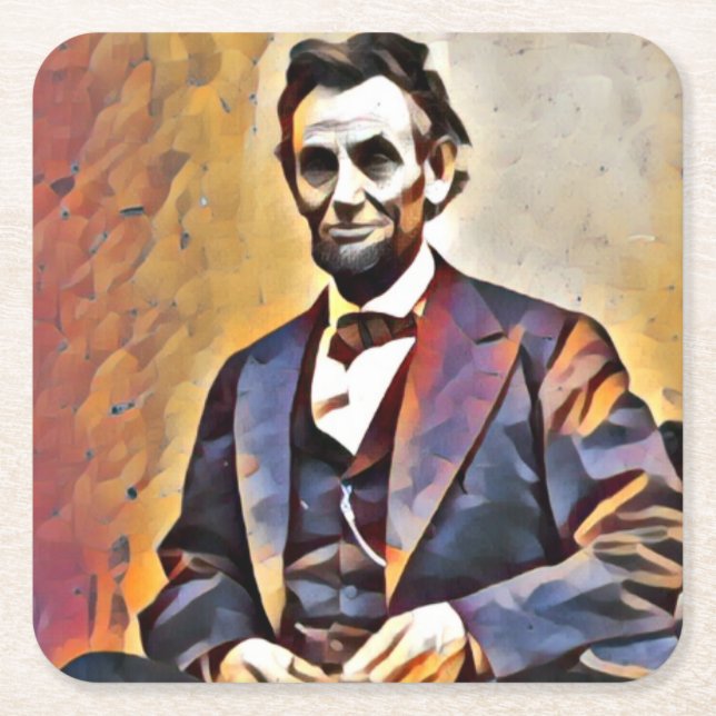 POSAVASOS CUADRADO DE PAPEL ABRAHAM LINCOLN 16º PRESIDENTE (Anverso)