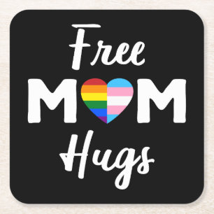 Posavasos Cuadrado De Papel Abrazos Gratis de Mamá II - Orgullo Gay Trans Lluv