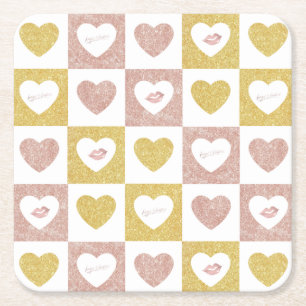 Posavasos Cuadrado De Papel Abrazos y besos