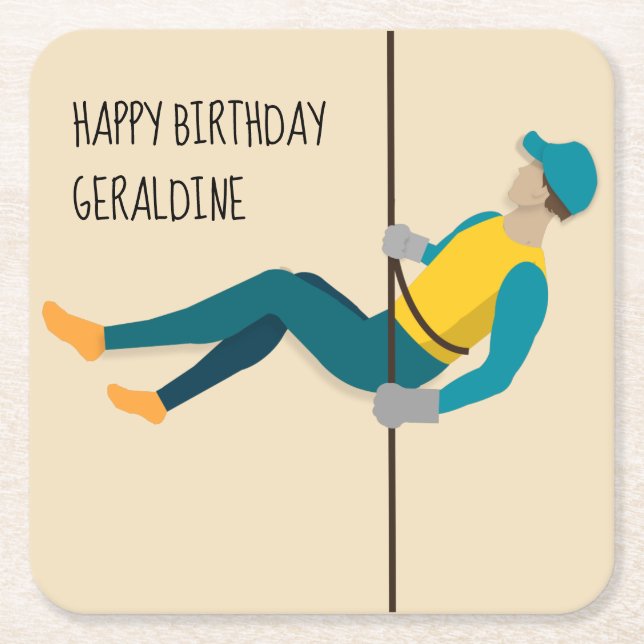 Posavasos Cuadrado De Papel Abseiling (Anverso)