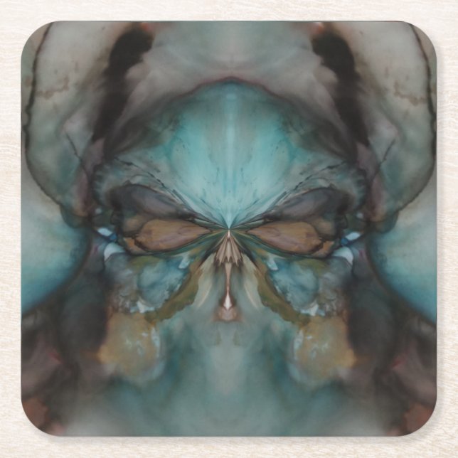 Posavasos Cuadrado De Papel Abstract Design Scary Viking Mask (Anverso)