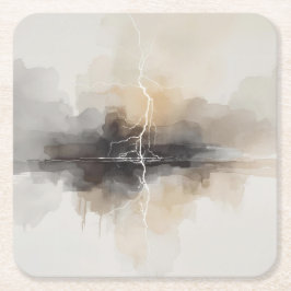 Posavasos Cuadrado De Papel Abstract Lightning in Neutrals Print