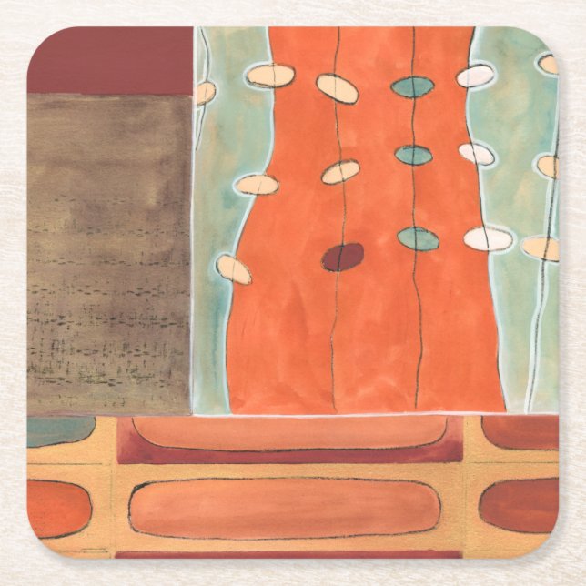 Posavasos Cuadrado De Papel Abstract Parade of Eggs por Erica J Vess (Anverso)