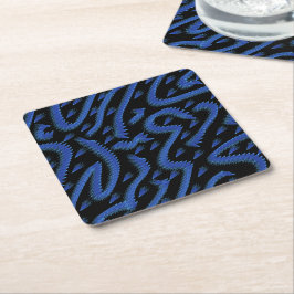Posavasos Cuadrado De Papel Abstract Spiny Crest Spiked In Blue Colors Pattern