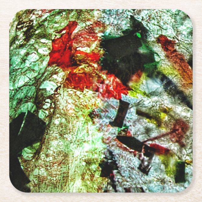 Posavasos Cuadrado De Papel abstracto amarillo liso de la escayola de papel am (Anverso)