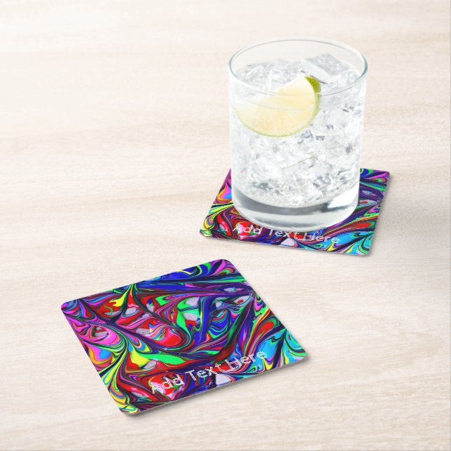 Posavasos Cuadrado De Papel Abstracto de la llovizna arcoiris (In situ)