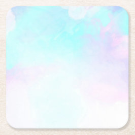 Posavasos Cuadrado De Papel Abstracto moderno Pastel azul y morado acuarela