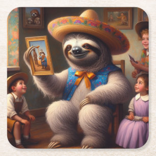 Posavasos Cuadrado De Papel Abuelo de Sloth