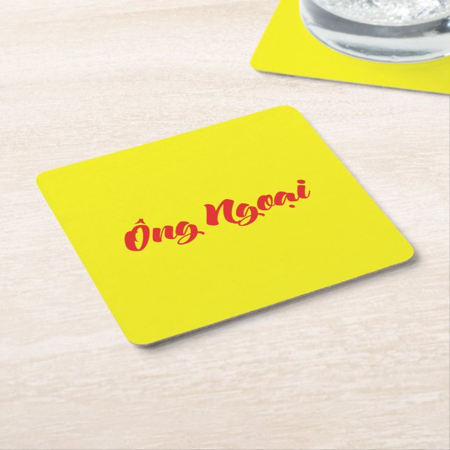 Posavasos Cuadrado De Papel Abuelo vietnamita (materno) - Ông Ngoach i (En perspectiva)