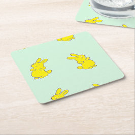 Posavasos Cuadrado De Papel Abundantes amarillos felices en verde azulado