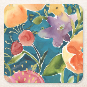 Posavasos Cuadrado De Papel Abundantes Florals I
