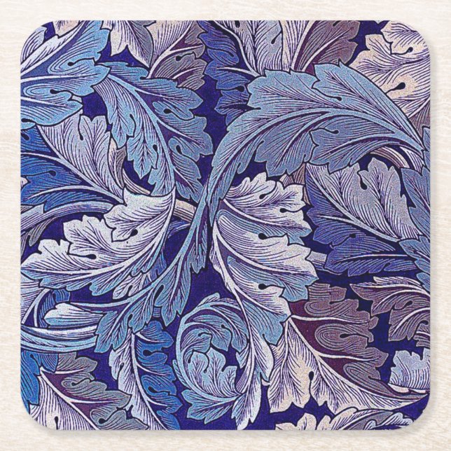 Posavasos Cuadrado De Papel Acanthus Purple, William Morris (Anverso)
