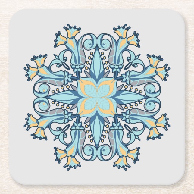 Posavasos Cuadrado De Papel Acuamarina de verano | Posavasos de cartón (Anverso)