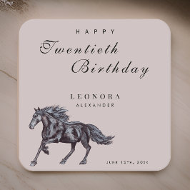 Posavasos Cuadrado De Papel Acuarela Caballo místico CUALQUIER fiesta de cumpl